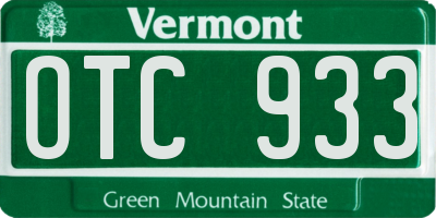 VT license plate OTC933
