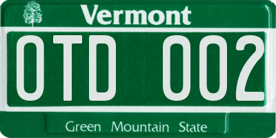 VT license plate OTD002