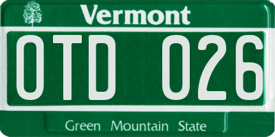 VT license plate OTD026