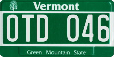 VT license plate OTD046