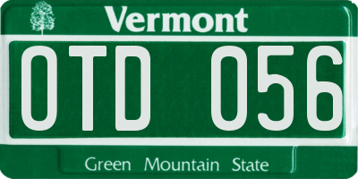VT license plate OTD056