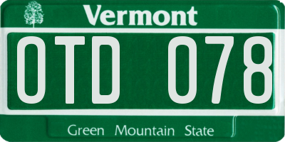 VT license plate OTD078