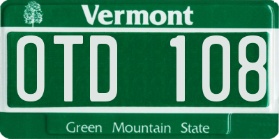 VT license plate OTD108