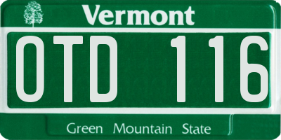 VT license plate OTD116