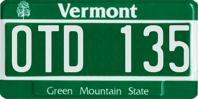 VT license plate OTD135