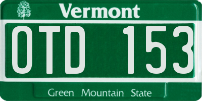 VT license plate OTD153