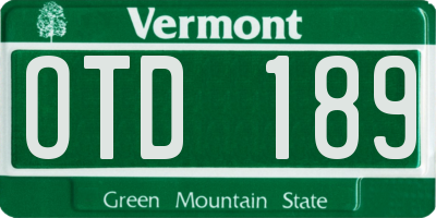 VT license plate OTD189