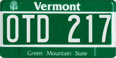 VT license plate OTD217