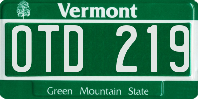 VT license plate OTD219