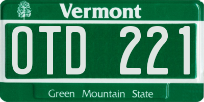 VT license plate OTD221