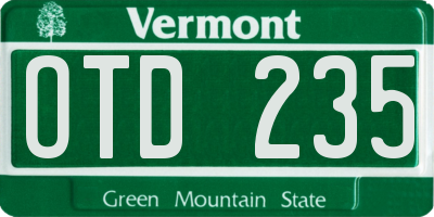 VT license plate OTD235