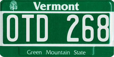 VT license plate OTD268