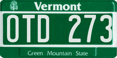 VT license plate OTD273