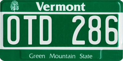 VT license plate OTD286