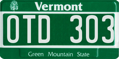 VT license plate OTD303