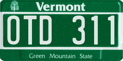 VT license plate OTD311