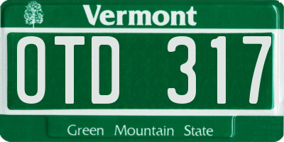 VT license plate OTD317