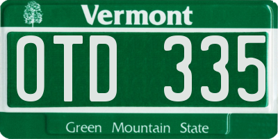 VT license plate OTD335
