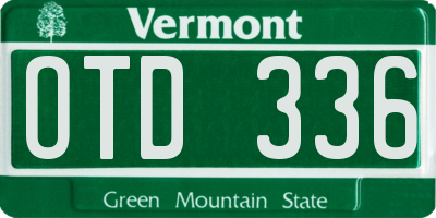 VT license plate OTD336