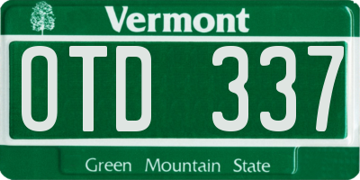 VT license plate OTD337