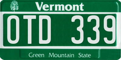 VT license plate OTD339