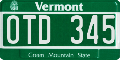 VT license plate OTD345