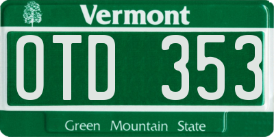 VT license plate OTD353