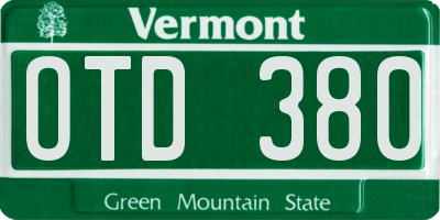 VT license plate OTD380