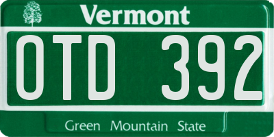 VT license plate OTD392