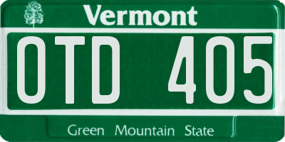 VT license plate OTD405