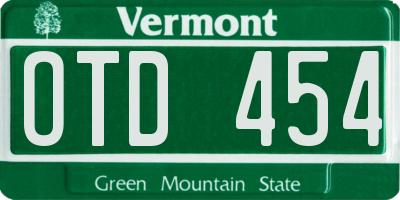 VT license plate OTD454