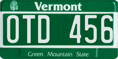 VT license plate OTD456