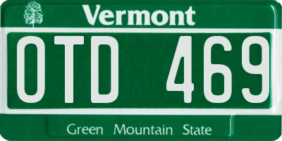 VT license plate OTD469