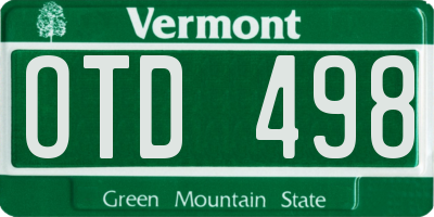 VT license plate OTD498