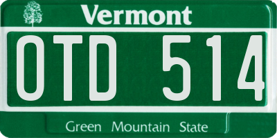 VT license plate OTD514