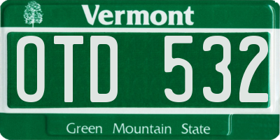 VT license plate OTD532