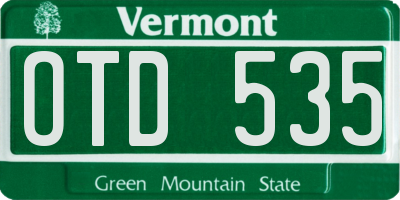 VT license plate OTD535