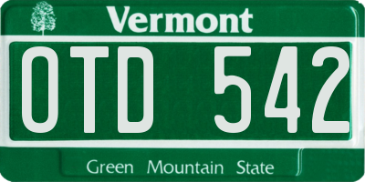 VT license plate OTD542