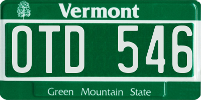VT license plate OTD546