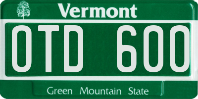 VT license plate OTD600