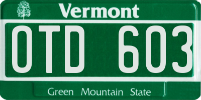 VT license plate OTD603