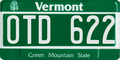 VT license plate OTD622