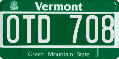 VT license plate OTD708