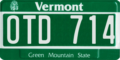 VT license plate OTD714