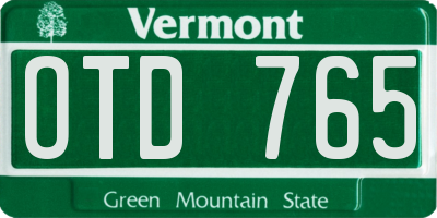 VT license plate OTD765