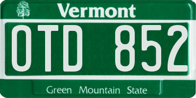 VT license plate OTD852