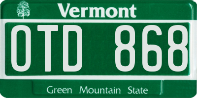 VT license plate OTD868