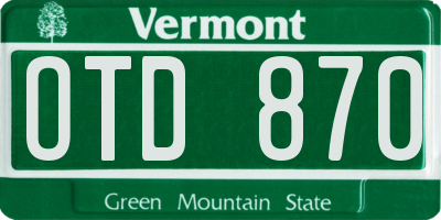 VT license plate OTD870