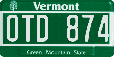 VT license plate OTD874