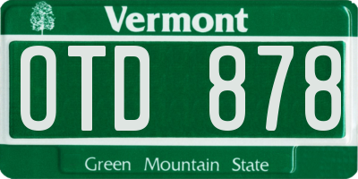 VT license plate OTD878